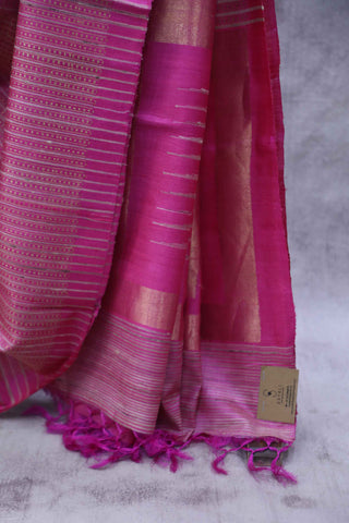 Pink Tussar Silk Saree - SRGKTSS121EX