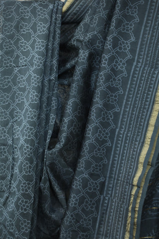 Dark Blue HBP Cotton Silk Saree With Chanderi Border - SRDBCSS814