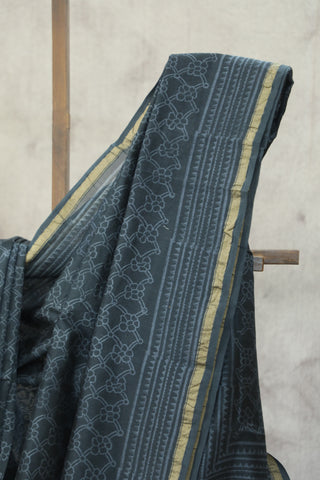 Dark Blue HBP Cotton Silk Saree With Chanderi Border - SRDBCSS814