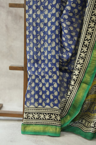 Blue HBP Cotton Silk Saree With Maheshwari Border - SRPCSS819