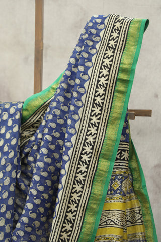 Blue HBP Cotton Silk Saree With Maheshwari Border - SRPCSS819