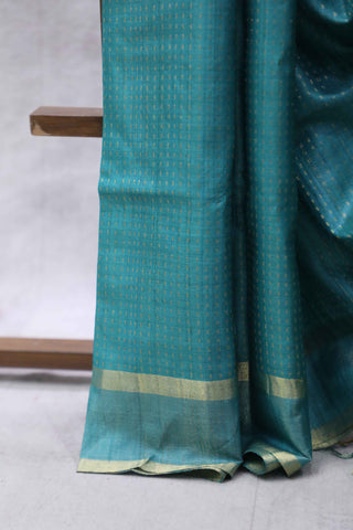 Sky Blue Tussar Silk Saree - SRGKTSS108EX