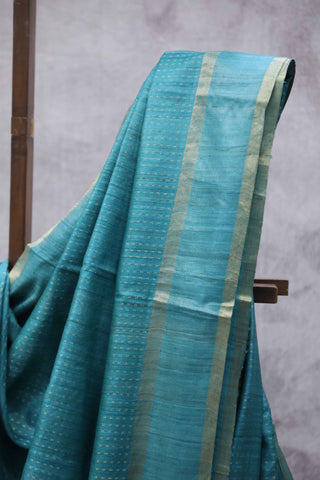 Sky Blue Tussar Silk Saree - SRGKTSS108EX