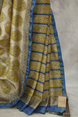 Cream HBP Cotton Silk Saree With Chanderi Border - SRCCSS804