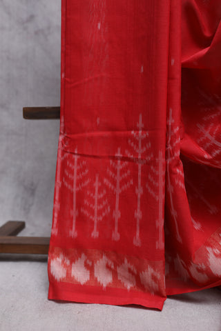 Red Pochampalli Cotton Ikat Saree-SRRPCIS174