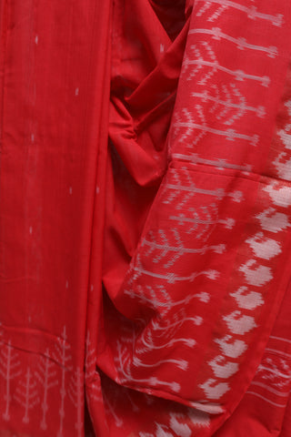 Red Pochampalli Cotton Ikat Saree-SRRPCIS174