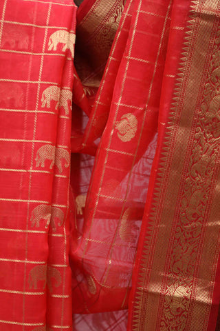 Red Chanderi Tissue Silk Saree-SRRCTSS54