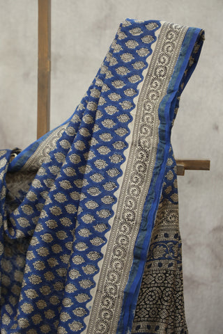 Dark Blue HBP Cotton Silk Saree With Chanderi Border - SRBCSS808