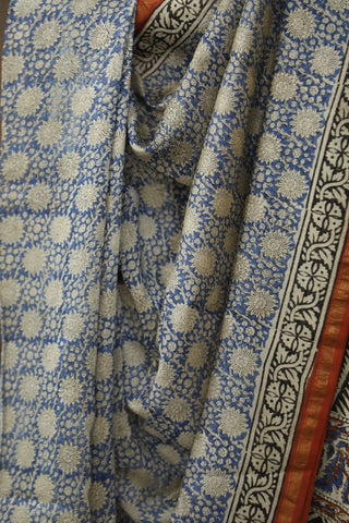 Blue HBP Cotton Silk Saree With Chanderi Border - SRBCSS810