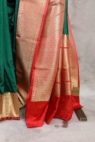 Green Banarasi Silk Saree-SRGBSS318