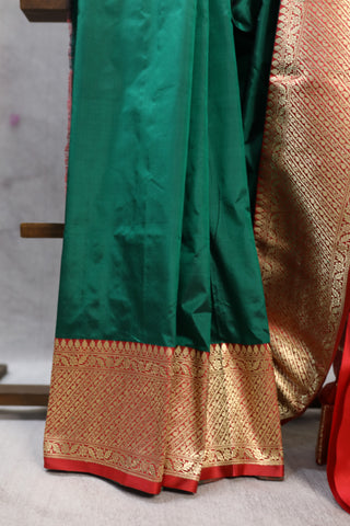 Green Banarasi Silk Saree-SRGBSS318