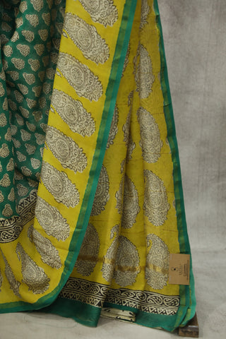 Green HBP Cotton Silk Saree With Chanderi Border - SRGCSS849