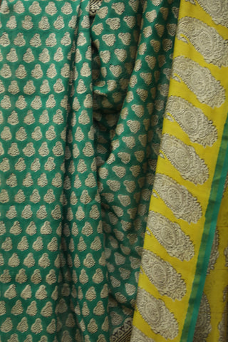 Green HBP Cotton Silk Saree With Chanderi Border - SRGCSS849