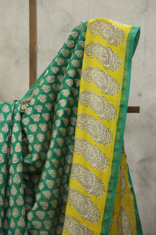 Green HBP Cotton Silk Saree With Chanderi Border - SRGCSS849