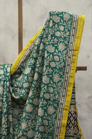 Green HBP Cotton Silk Saree With Chanderi Border - SRGCSS832