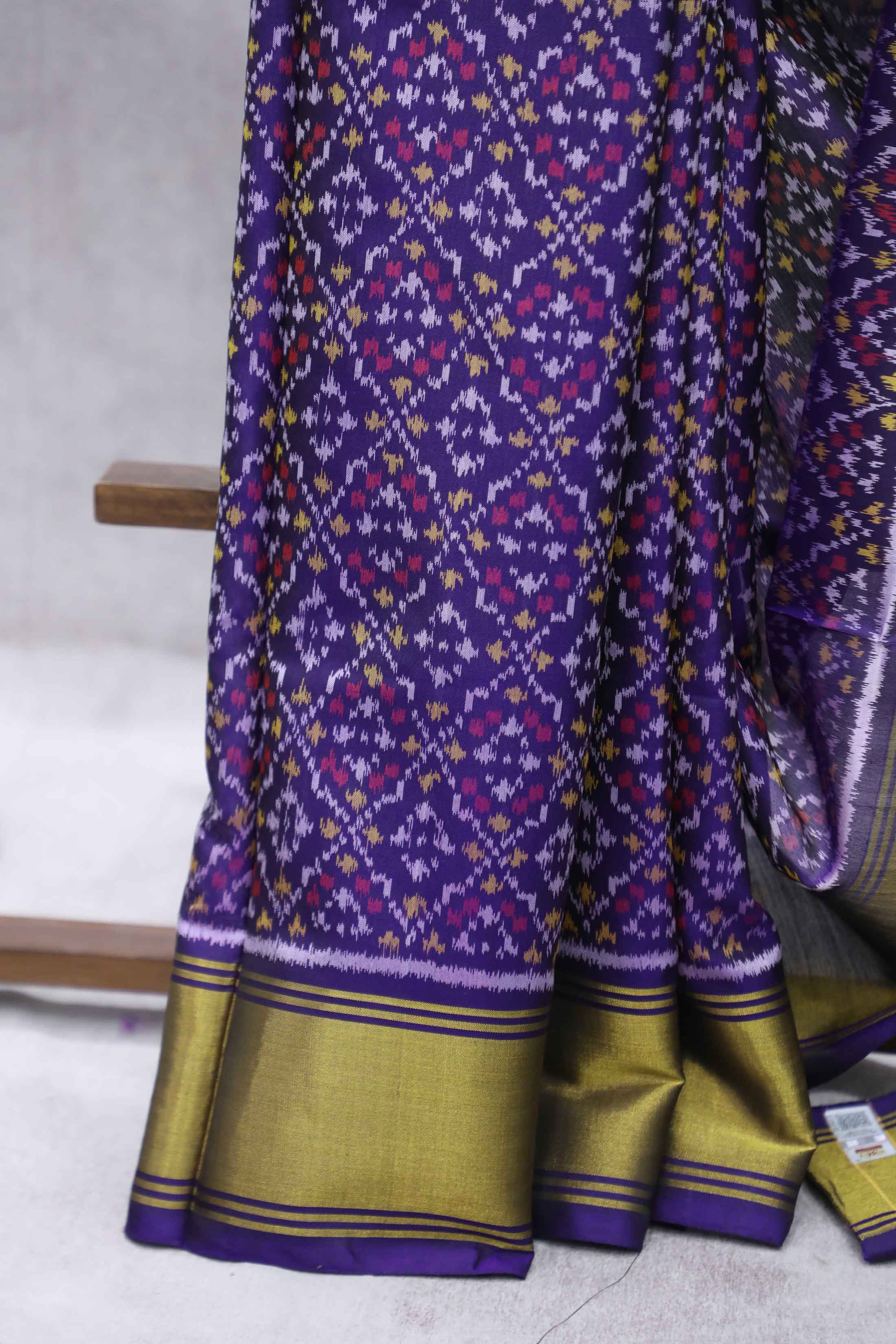 Dark Voilet Rajkot Patola Silk Saree-SRDVRPSS24EX