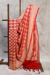 Red Bandhani Georgette Banarasi Silk Saree - SRRBGBSS418