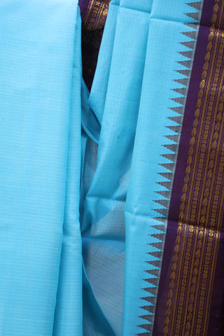 Sky Blue Cotton Gadwal Saree - SRSBCGS129