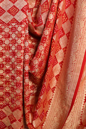 Red Bandhani Georgette Banarasi Silk Saree - SRRBGBSS418