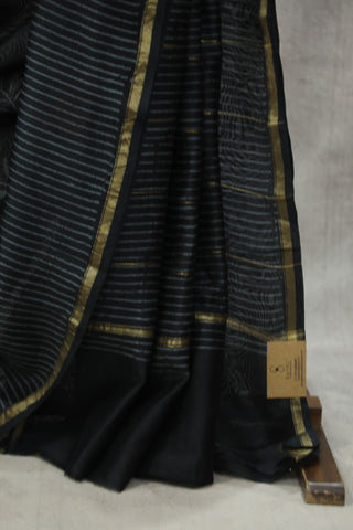 Black HBP Cotton Silk Saree With Chanderi Border - SRBCSS850