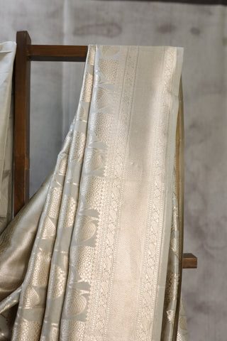 Grey Banarasi Silk Saree-SRGBSS454