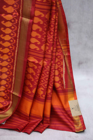 Red Orange Rajkot Patola Silk Saree-SRRORPSS14EX