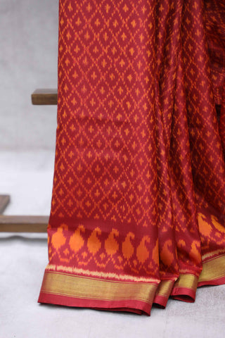 Red Orange Rajkot Patola Silk Saree-SRRORPSS14EX