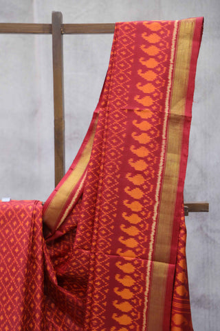 Red Orange Rajkot Patola Silk Saree-SRRORPSS14EX