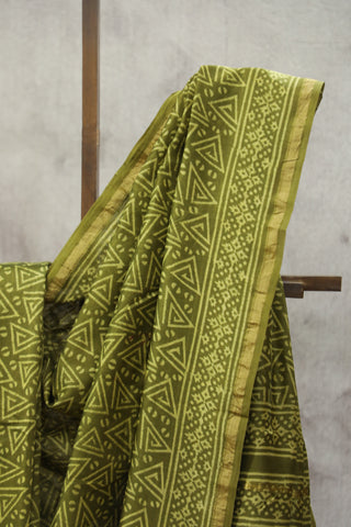 Olive HBP Cotton Silk Saree With Chanderi Border - SROCSS838