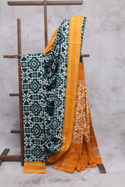Green Pochampalli Cotton Ikat Saree-SRGPCIS181
