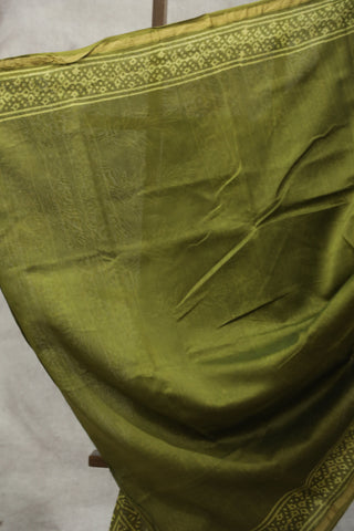 Olive HBP Cotton Silk Saree With Chanderi Border - SROCSS838