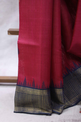 Cherry Red Raw Silk Saree - SRCRRSS361