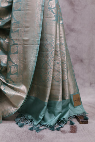 Aqua Green Banarasi Silk Saree-SRAGBSS456