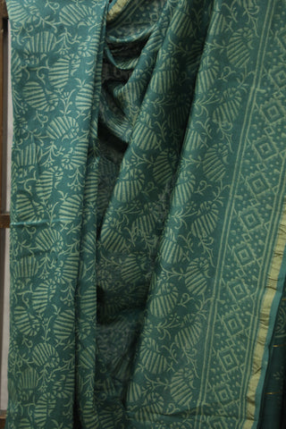 Green HBP Cotton Silk Saree With Chanderi Border - SRGCSS839