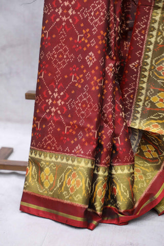 Wine Rajkot Patola Silk Saree-SRWRPSS48EX