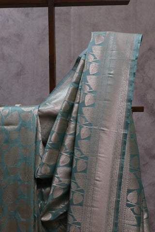 Aqua Green Banarasi Silk Saree-SRAGBSS456