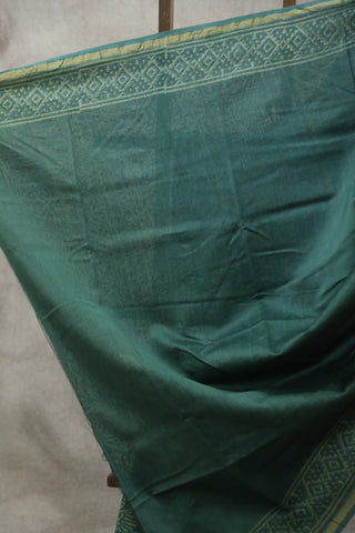 Green HBP Cotton Silk Saree With Chanderi Border - SRGCSS839