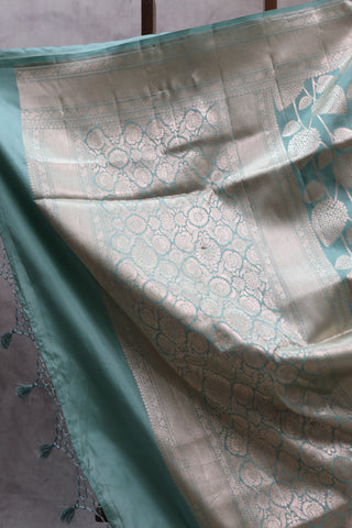 Aqua Green Banarasi Silk Saree-SRAGBSS456