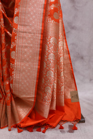 Orange Banarasi Silk Saree-SROBSS442