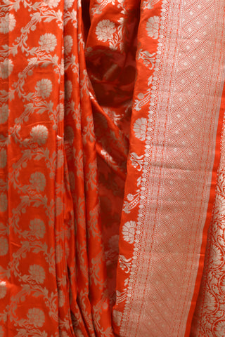 Orange Banarasi Silk Saree-SROBSS442