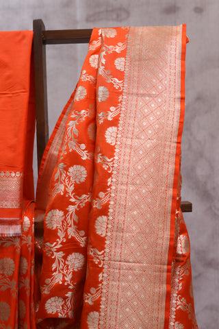 Orange Banarasi Silk Saree-SROBSS442