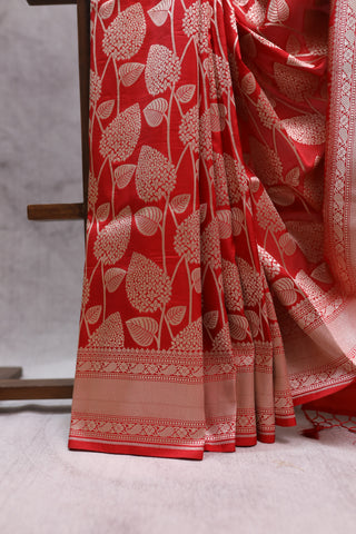 Red Banarasi Silk Saree-SRRBSS443