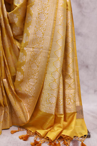 Mustard Yellow Banarasi Silk Saree-SRMYBSS445