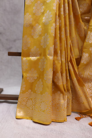 Mustard Yellow Banarasi Silk Saree-SRMYBSS445