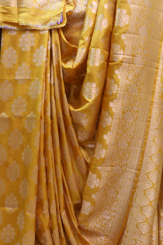 Mustard Yellow Banarasi Silk Saree-SRMYBSS445