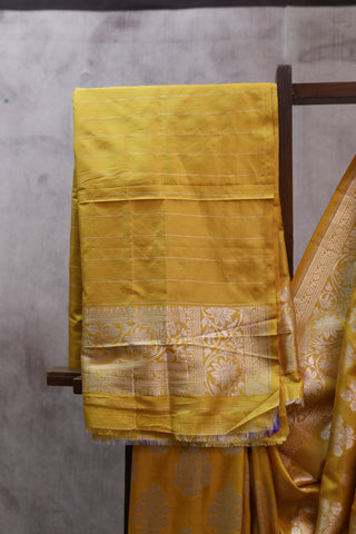 Mustard Yellow Banarasi Silk Saree-SRMYBSS445