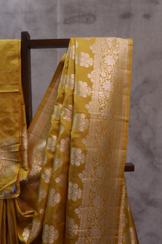 Mustard Yellow Banarasi Silk Saree-SRMYBSS445