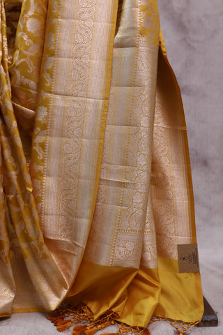 Mustard Yellow Banarasi Silk Saree-SRMYBSS446