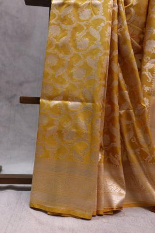 Mustard Yellow Banarasi Silk Saree-SRMYBSS446