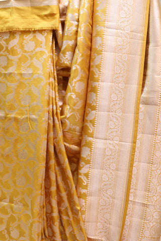 Mustard Yellow Banarasi Silk Saree-SRMYBSS446